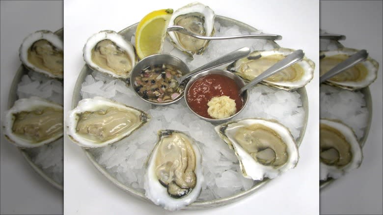 Raw oysters on ice
