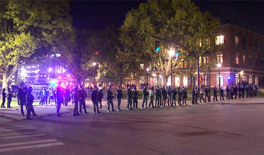 Dozens were arrested after protests broke out on Ohio State’s campus, April 25, 2024. (NBC4/Ronald Clark)