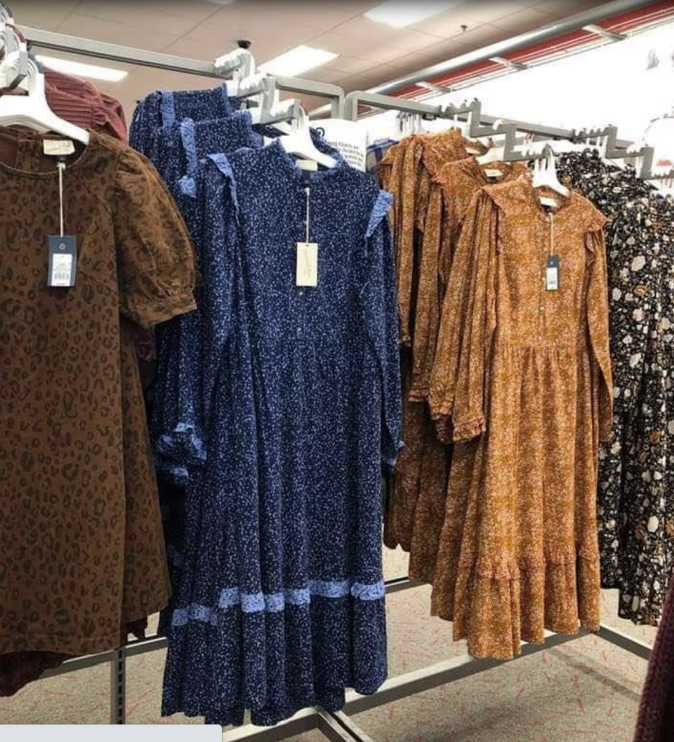 pioneer woman dresses on a rack