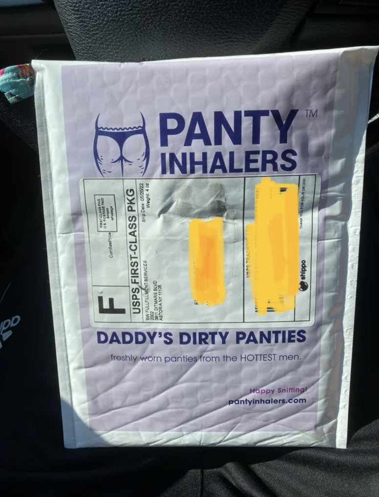 the package says panty inhales, daddy's dirty panties