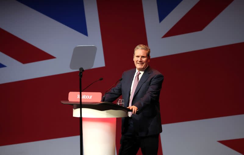 Britain's Labour Party Leader Starmer speaks at the National Annual Women’s Conference in Liverpool, Britain