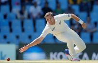 Cricket - New Zealand v South Africa - second cricket test match - Centurion Park , Centurion , South Africa - 28/8/2016 New Zealand's Tim Southee attempts to field a ball. REUTERS/Siphiwe Sibeko