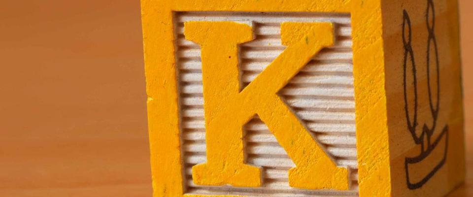 Alphabet block with the letter K