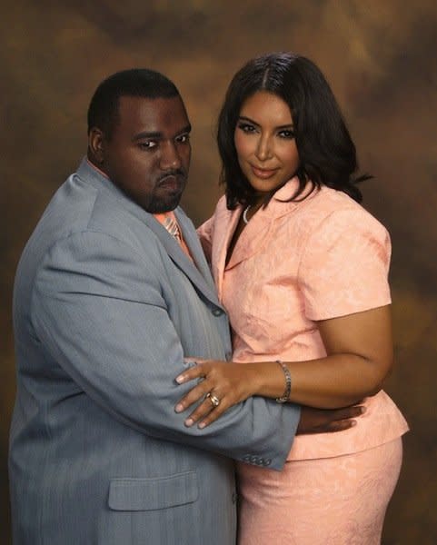 Kanye West et Kim Kardashian. Source : Planet Hiltron