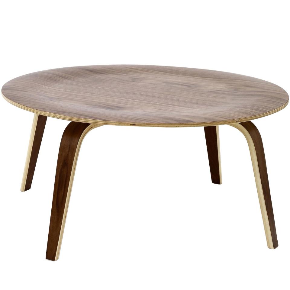 <a rel="nofollow noopener" href="https://www.overstock.com/Home-Garden/Molded-Walnut-Plywood-Coffee-Table/7191384/product.html" target="_blank" data-ylk="slk:SHOP NOW;elm:context_link;itc:0;sec:content-canvas" class="link ">SHOP NOW</a>: Molded walnut plywood coffee table by Modway, $119, overstock.com