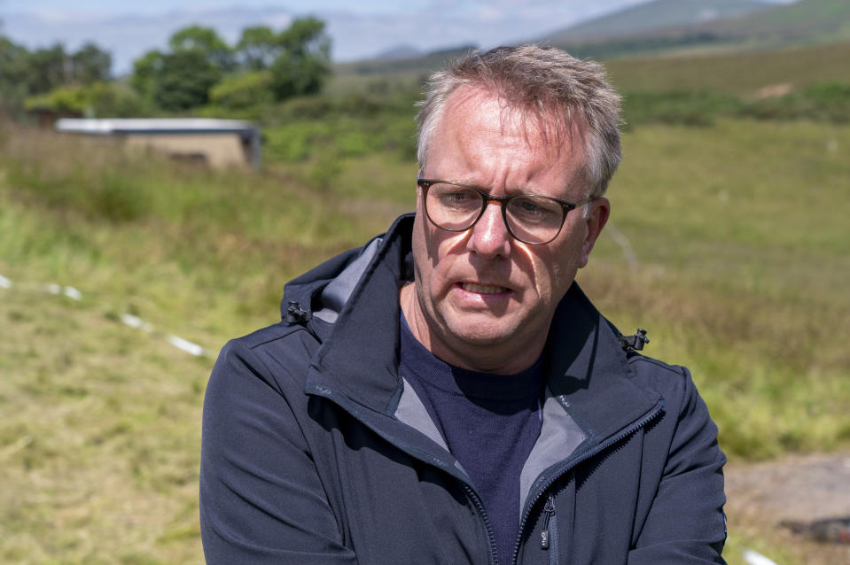 Denmark's Defence Minister Morten Bodskov visits a training camp for Ukrainian army being trained by UK military specialists, near Manchester, England, Thursday, July 7, 2022. (Louis Wood/Pool Photo via AP)