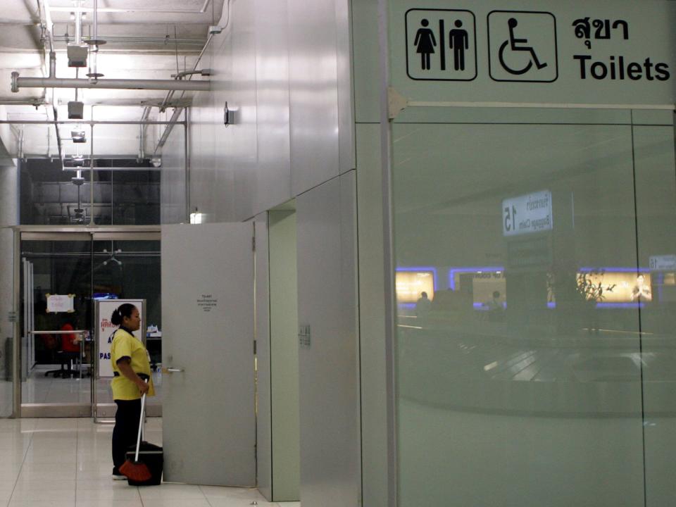 A bathroom at the Suvarnabhumi international Airport in Bangkok, Thailand.
