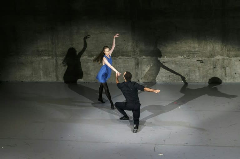 Dancer Janie Taylor and LADP Co-Founder Benjamin Millepied perform at the L.A. Dance Project 2015 Benefit at The Los Angeles Theater Center on December 12, 2015 in Los Angeles, California