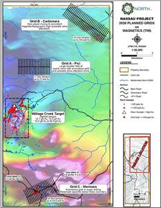 Location of exploration targets of the Nassau gold project, Suriname.