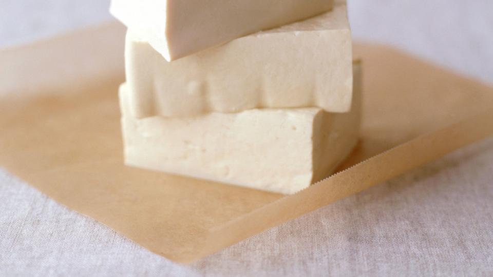 blocks of tofu arranged in stack