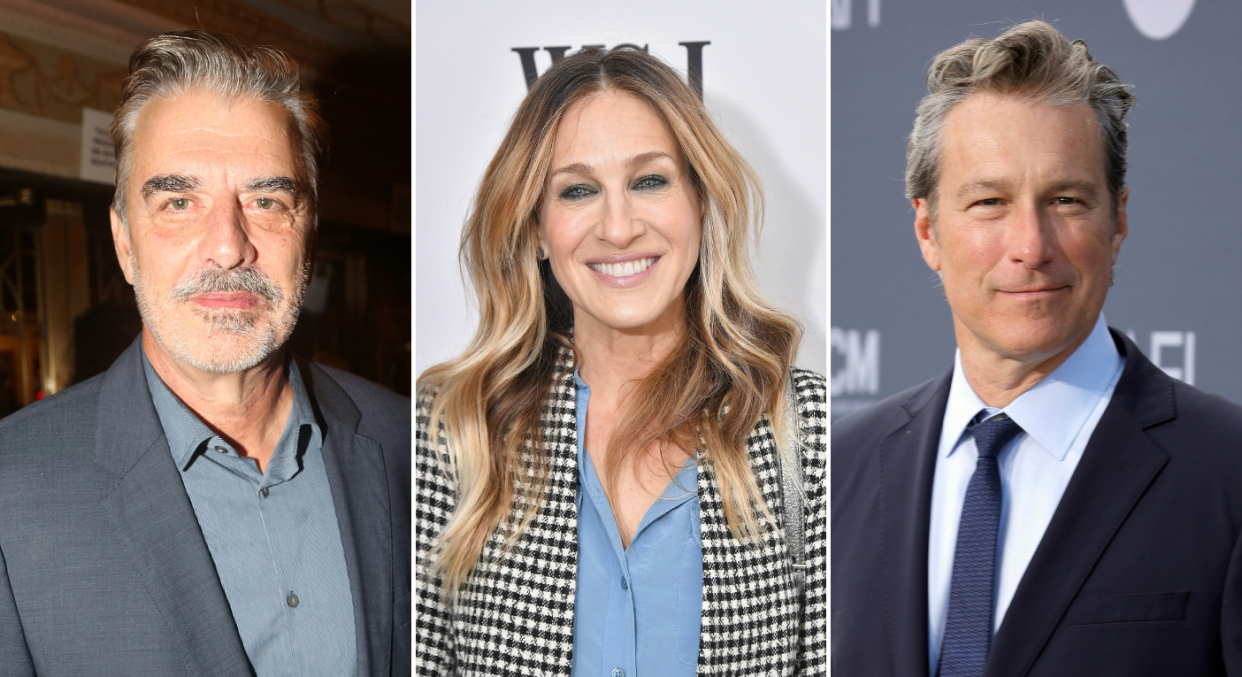 A composite image of Chris Noth, Sarah Jessica Parker and John Corbett from Sex and the City. (Getty Images)
