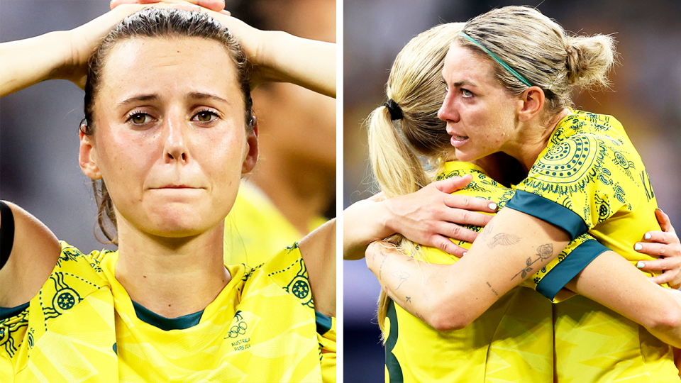 The Matildas have been left utterly devastated after a late Alana Kennedy mis saw the Australians go 2-1 down to the USA at the Olympics. (Getty Images)