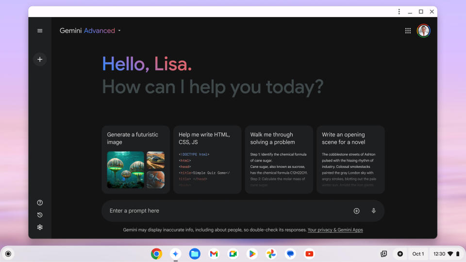 Chrome OS Gemini app