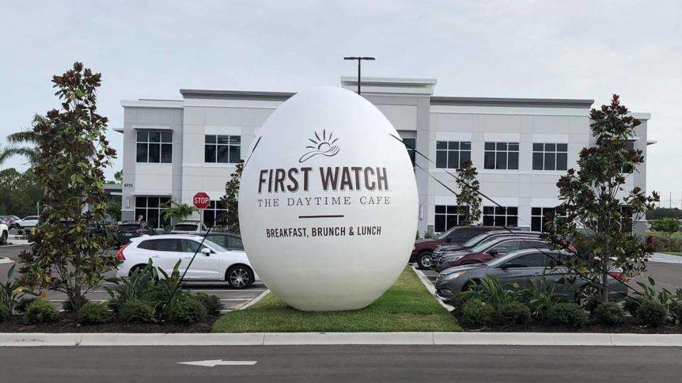 In 2021, First Watch restaurants christened the opening of its new corporate headquarters at 8725 Pendery Place, University Place, with an egg cracking ceremony. Bradenton Herald file photo by James A. Jones Jr/jajones1@bradenton.com