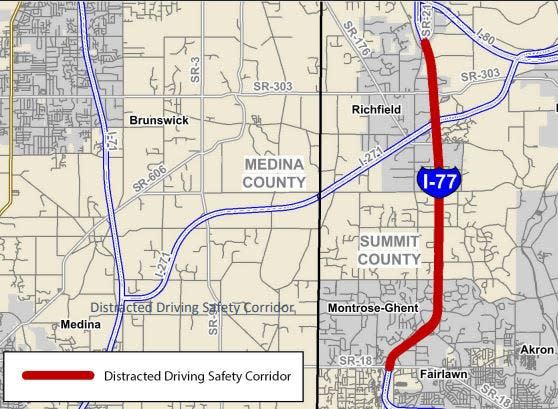 The Distracted Driving Safety Corridor in northwest Summit County.