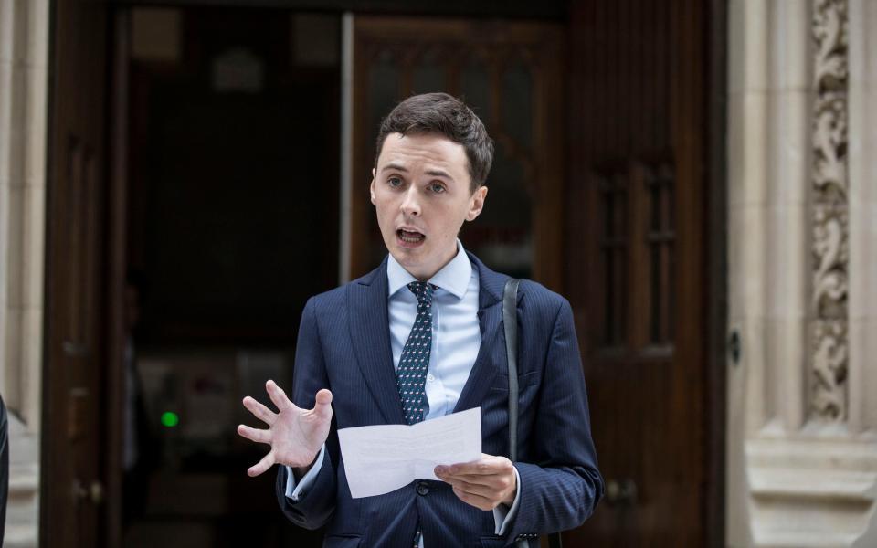 Darren Grimes outside court after judgment went in his favour. Mr Grimes appealed against a £20,000 fine imposed by the Electoral Commission. It said £675,000 spent by BeLeave, a youth Brexit group founded by Grimes, should have been declared by Vote Leave - Jeff Gilbert