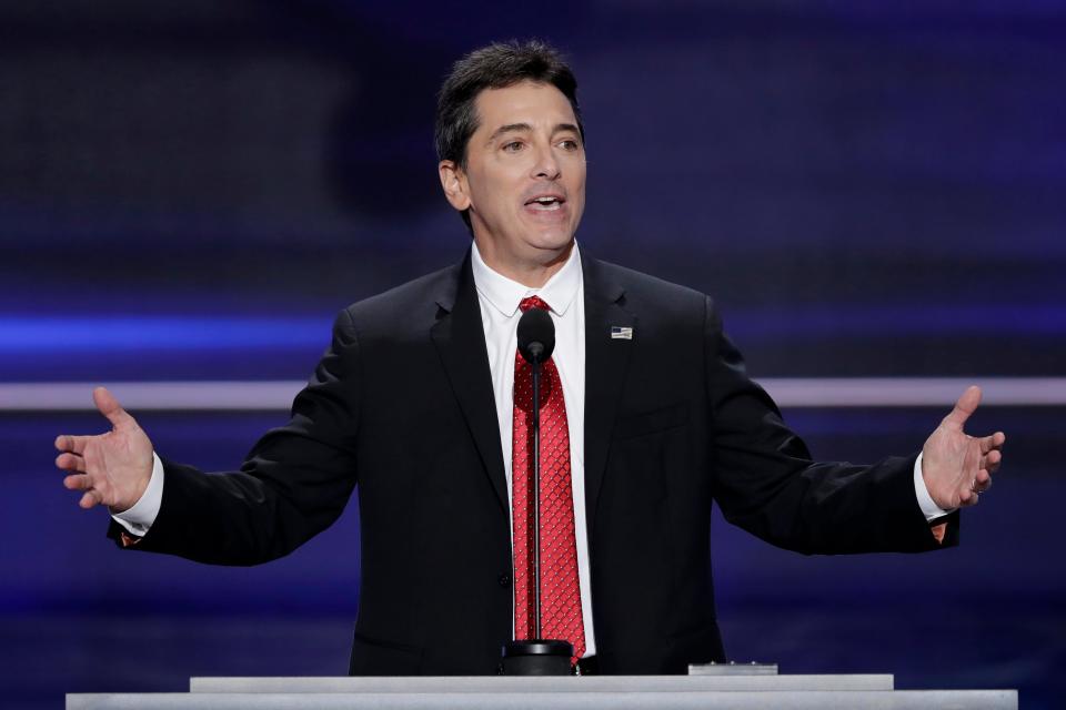 In a July 18, 2016 file photo, actor Scott Baio speaks during the opening day of the Republican National Convention in Cleveland.