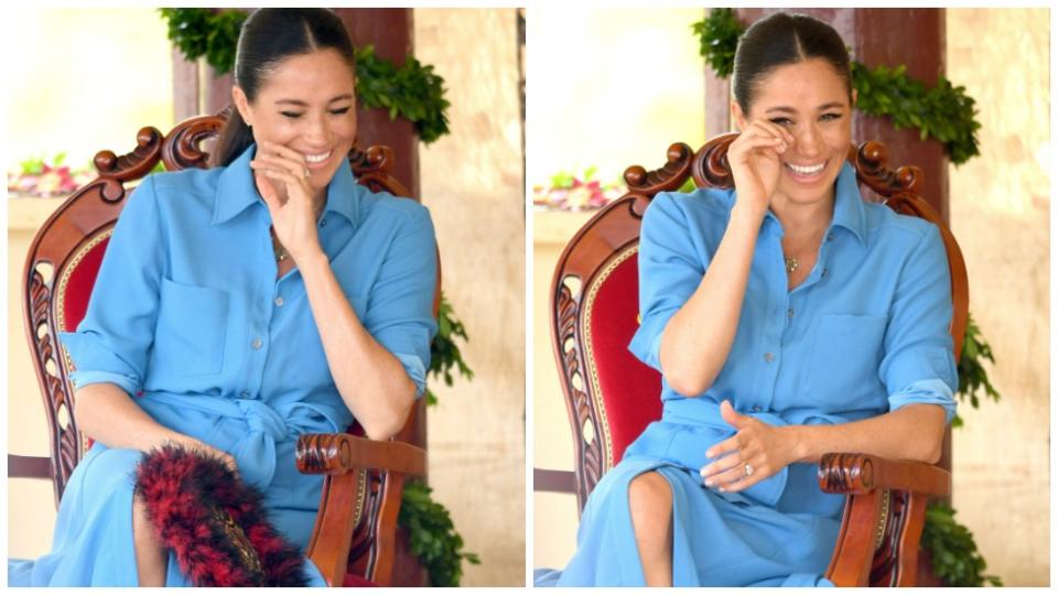 <p>The Duke and Duchess of Sussex visited Tupou College yesterday, where they unveiled The Queen’s Commonwealth Canopy. Photo: Getty Images </p>