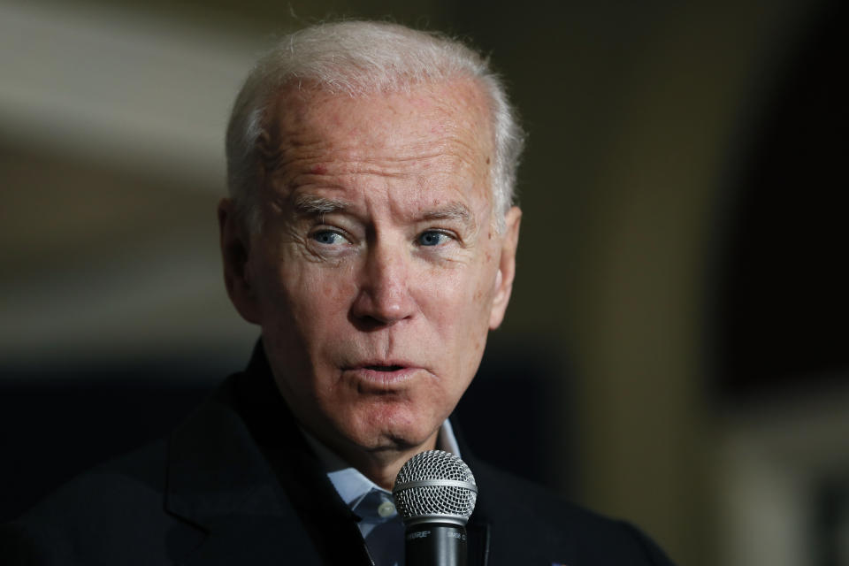 Democratic presidential candidate former Vice President Joe Biden speaks during a community event, Saturday, Dec. 21, 2019, in Ottumwa, Iowa. (AP Photo/Charlie Neibergall)