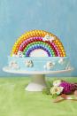 <p>Would you believe this whole cake is made from just two regular-sized vanilla cakes? All it takes is a deft hand and a good kitchen knife. </p><p>Get the <strong><a href="https://www.womansday.com/food-recipes/a39091397/rainbow-cloud-cake-recipe/" rel="nofollow noopener" target="_blank" data-ylk="slk:Rainbow Cloud Cake recipe;elm:context_link;itc:0;sec:content-canvas" class="link ">Rainbow Cloud Cake recipe</a></strong>. </p><p><a class="link " href="https://go.redirectingat.com?id=74968X1596630&url=https%3A%2F%2Fwww.walmart.com%2Fip%2FThe-Pioneer-Woman-10-25-in-Round-Glass-Kitchen-Cake-Stand-Teal%2F450690832&sref=https%3A%2F%2Fwww.womansday.com%2Ffood-recipes%2Ffood-drinks%2Fg2234%2Feaster-desserts%2F" rel="nofollow noopener" target="_blank" data-ylk="slk:Shop Now;elm:context_link;itc:0;sec:content-canvas">Shop Now</a></p>