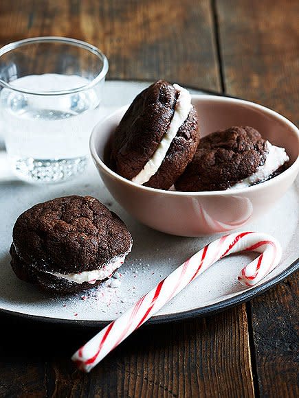 Chocolate Fudge Cookies with Candy Cane Buttercream