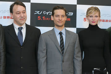 Sam Raimi , director, Tobey Maguire and Kirsten Dunst at the Tokyo photocall for Columbia Pictures' Spider-Man 3