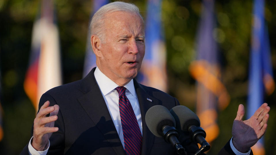 President Joe Biden speaks during a signing ceremony for H.R. 3684, the Infrastructure Investment and Jobs Act on the South Lawn of the White House in Washington, DC on November 15, 2021. (Mandel Ngan/AFP via Getty Images)