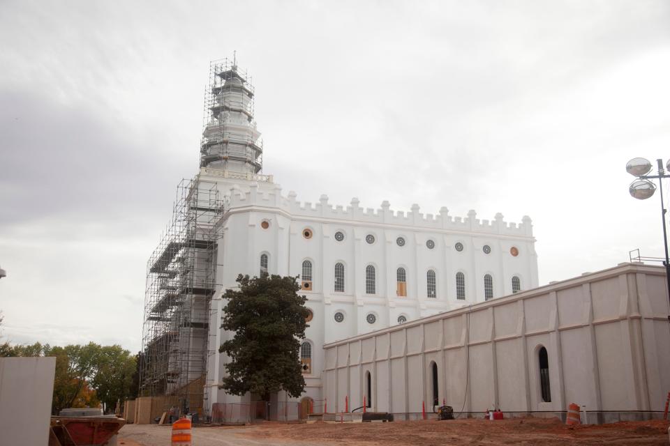 Renovation work on the St. George Utah Temple is shown in this photograph from Nov. 6, 2020.