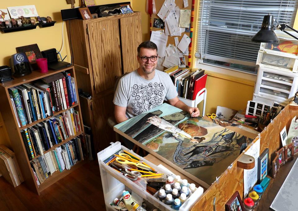 Artist Cody F. Miller focuses his paint-and-paper works on the subject of grace. He often draws inspiration from his own life and events, such as those who helped him in a troubled childhood, or the current pandemic. On June 15 at 7 p.m.,  Miller will join four other local people to tell a true, live story from the stage of the Athenaeum for the Columbus Storytellers Project event Neighbors. Get your tickets at dispatch.com/attendstorytellers.