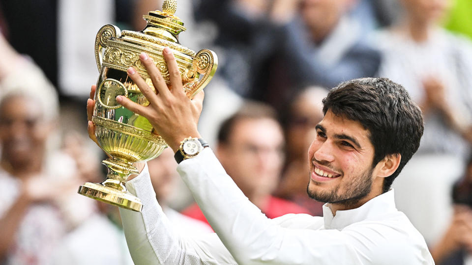 Carlos Alcaraz is a two-time grand slam champion after winning Wimbledon. Pic: Getty