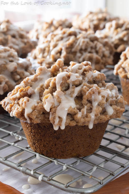 <p>For the Love of Cooking</p><p>These pumpkin crumb cake muffins with maple glaze are so tender, spicy and delicious. </p><p><strong>Get the recipe: <em><a href="https://fortheloveofcooking.net/2020/11/pumpkin-crumb-cake-muffins-with-maple-glaze.html" rel="nofollow noopener" target="_blank" data-ylk="slk:Pumpkin Crumb Cake Muffins;elm:context_link;itc:0;sec:content-canvas" class="link ">Pumpkin Crumb Cake Muffins</a></em></strong></p>