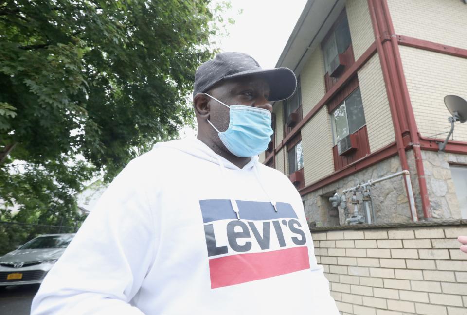 Yvon Bertrand, a resident of 17 Ridge Ave., in Spring Valley May 19, 2022. The apartment building has been declared unsafe because of violations of fire and safety codes.