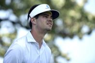 Beau Hossler watches his tee shot on the third hole during the third round of the Charles Schwab Challenge golf tournament at the Colonial Country Club, Saturday, May 28, 2022, in Fort Worth, Texas. (AP Photo/Emil Lippe)