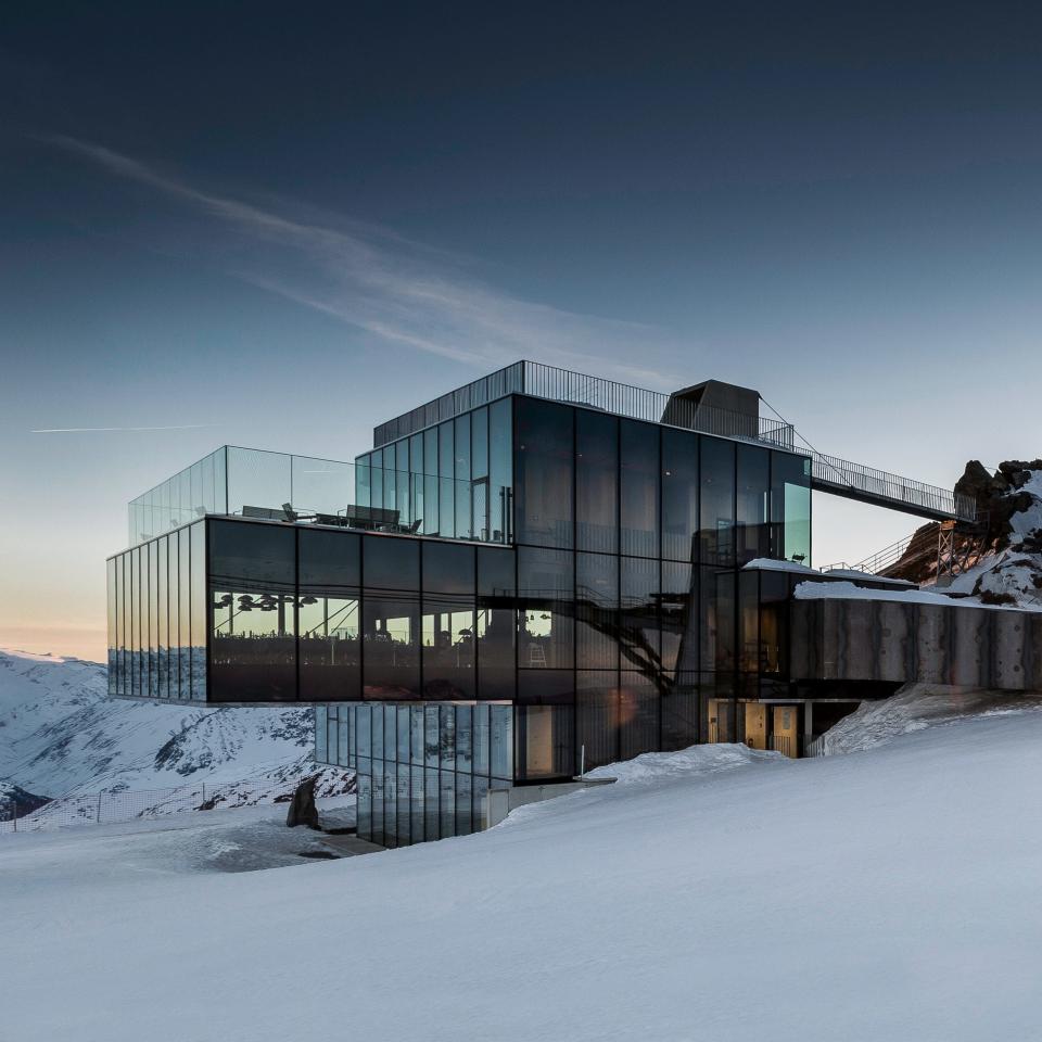 A mix of steel and glass, the Ice Q restaurant sits on Gaislachkogl Peak for uninterrupted views of the Ötztal Alps  - Rudi Wyhlidal