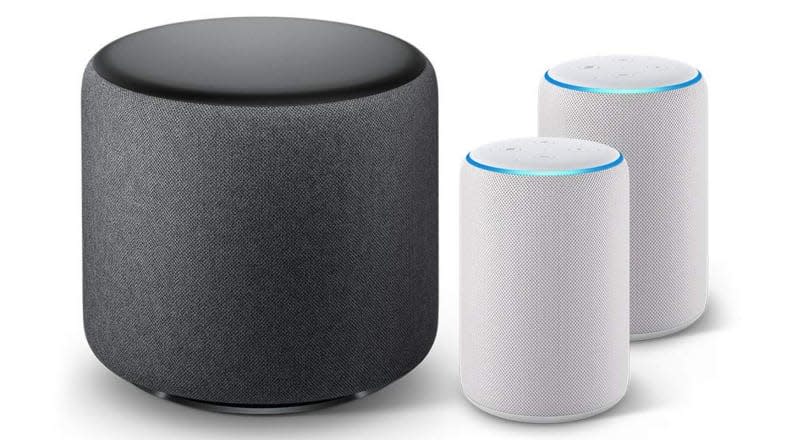 A pair of Amazon Echo smart speakers can be connected to an Echo subwoofer for richer sound ($290, bundled price on Amazon.com.)