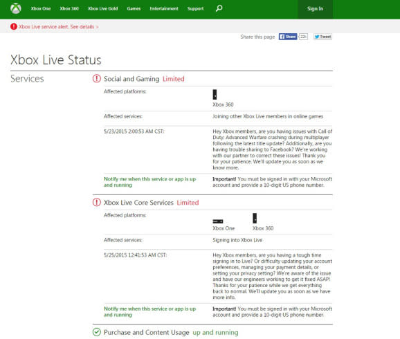 Xbox Live is down on May 25.