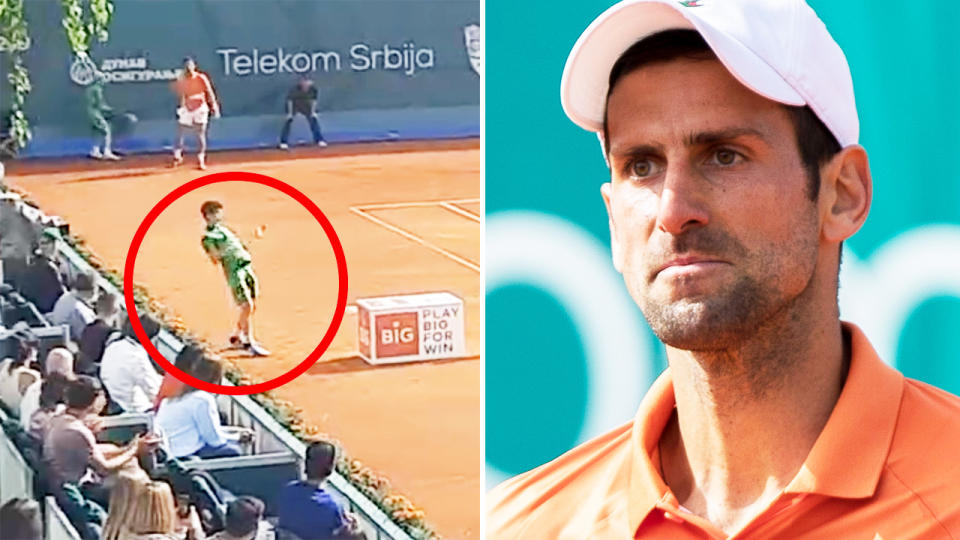 Novak Djokovic, pictured here almost wiping out a ball kid with his racquet.