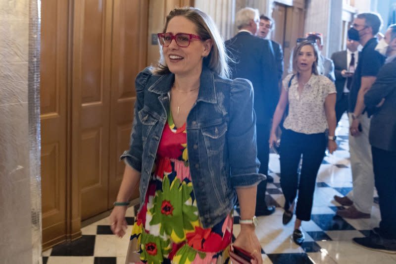 Sen. Krysten Sinema of Arizona is not running for re-election this year. File Photo by Leigh Vogel/UPI