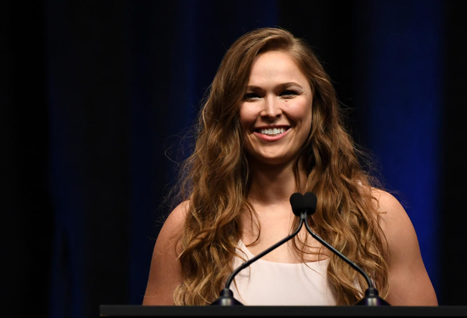 Ronda Rousey was inducted into the UFC Hall of Fame earlier this year. (Getty)