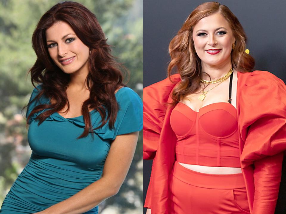 Rachel Reilly on season 13 of "Big Brother" and at Peacock's "The Traitors" junket in December 2022.