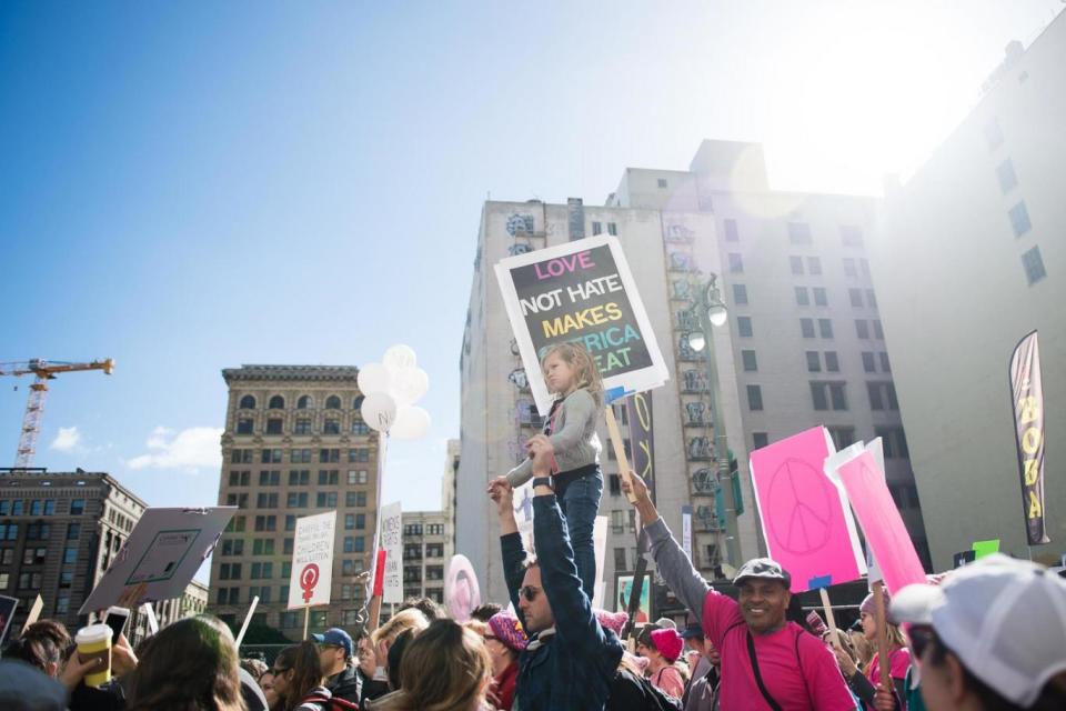 Hollywood stars joined thousands during the Women's March in LA (Getty Images)