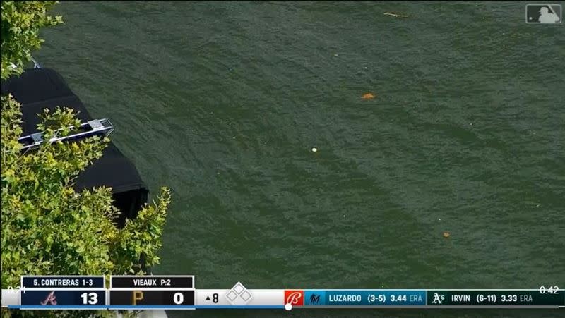 歐森（Matt Olson）滿貫砲轟出海盜球場。（圖／翻攝自MLB官網）