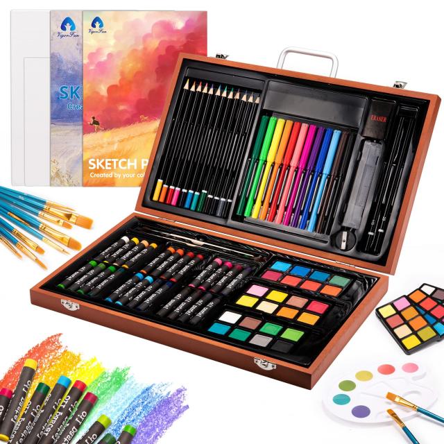 Darnassus 132-Piece Art Set Deluxe Professional Color Set Art Kit for Kids  and Adult With Compact Portable Case Pink