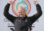 Sally Johnston is already contemplating the defence of her Commonwealth Games shooting title, after winning the women's 50 rifle prone.