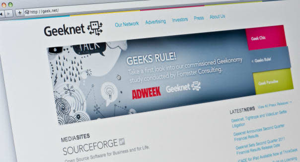 Close up of the Geeknet logo as seen on its website. (Editorial use only: ­print, TV, e-book and editorial website).