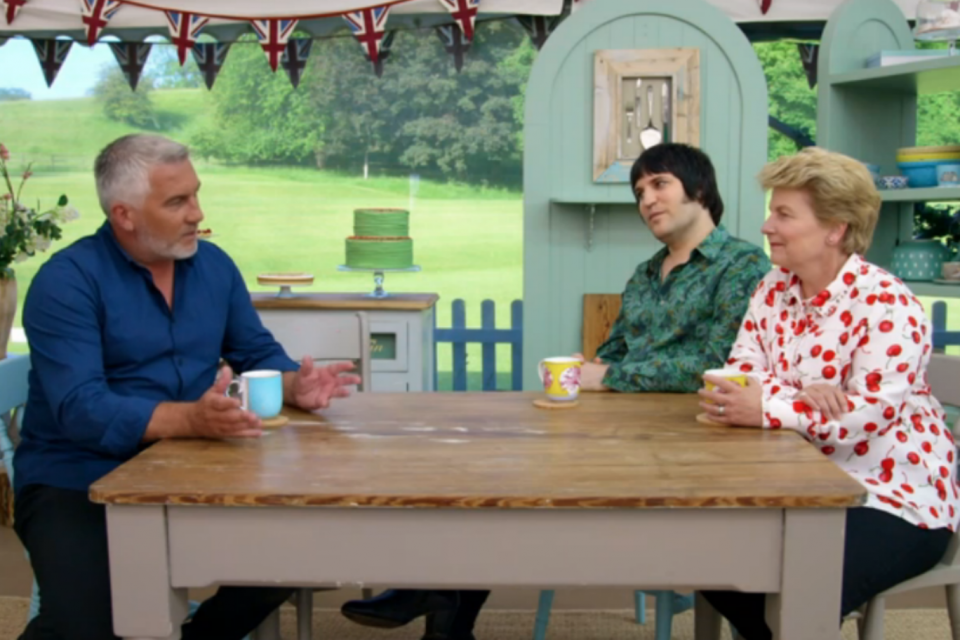 Lone ranger: Paul Hollywood was forced to eliminate two bakers without the help of Prue Leith (Channel 4)
