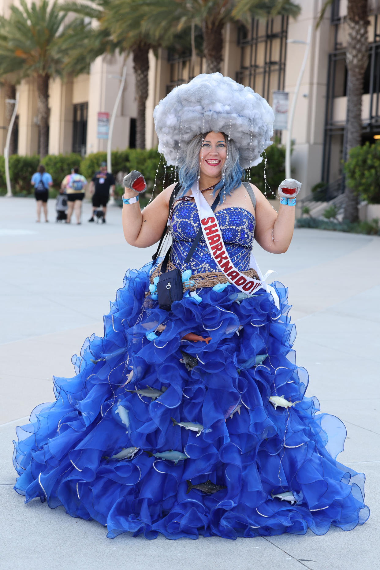 Cosplayer dressed as the 2013 horror film Sharknado.