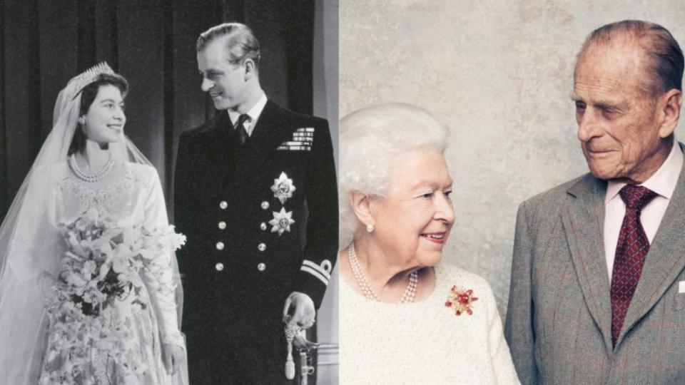 女王和菲立普親王結婚逾70年。（圖／翻攝自@RoyalFamily推特）