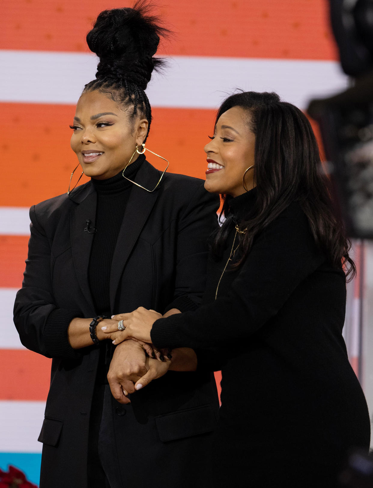 Sheinelle Jones shares a sweet moment with Janet Jackson. (Nathan Congleton / TODAY)