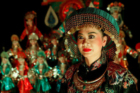 Medium An Chinh is seen during a Hau Dong performance at the Viet Theatre in Hanoi, Vietnam, March 9, 2017. REUTERS/Kham